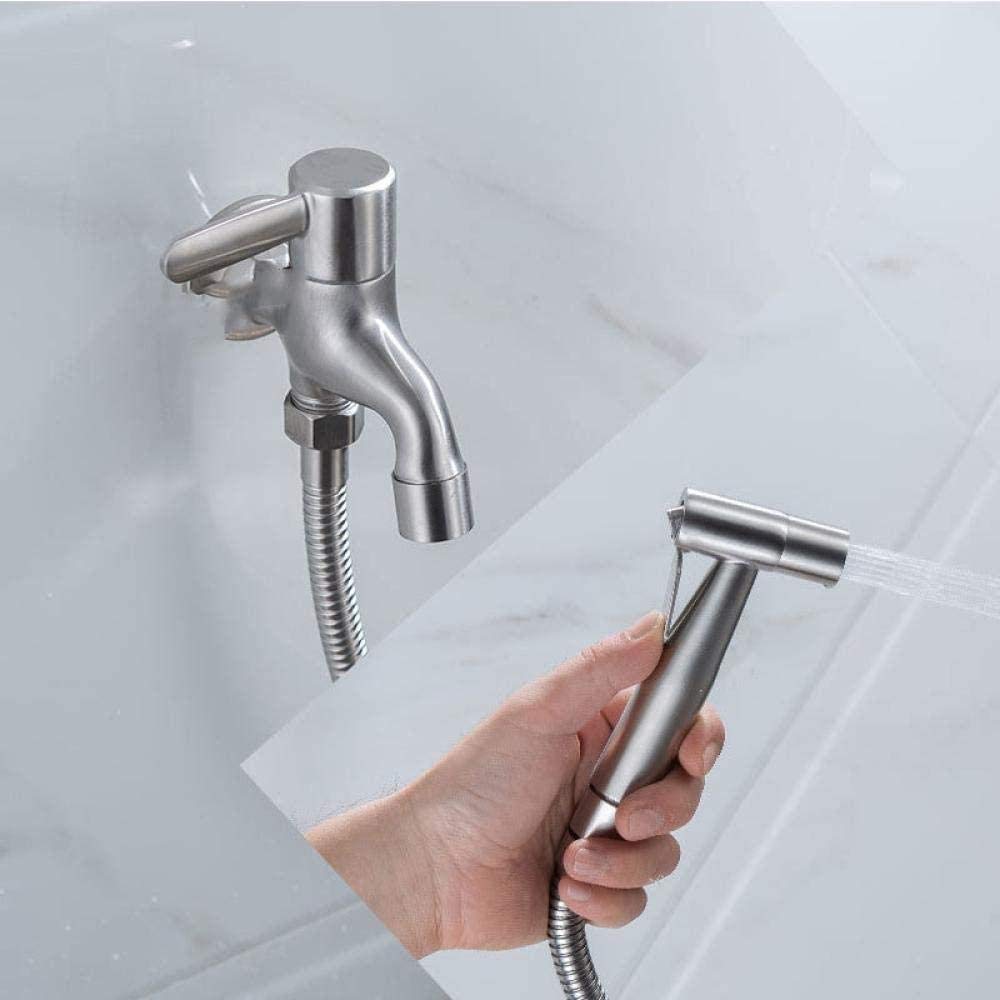 Rociador de bidé de Mano, grifos de bidé de Mano para higiene Personal Baño de Mascotas Closestool Bandeja para Sentadillas - Acero Inoxidable Grifo de Pistola de pulverización en frío sim