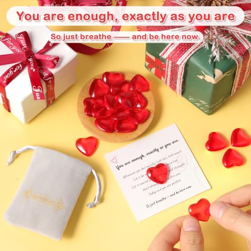 Image of QINJIEJIE 20 PCS Glass Red Heart Crystal Healing Crystals Cute Stones Pocket Healing Palm Love Bulk Set Wholesale Reiki Energy Balancing Meditation Mother's Day Gifts for Women