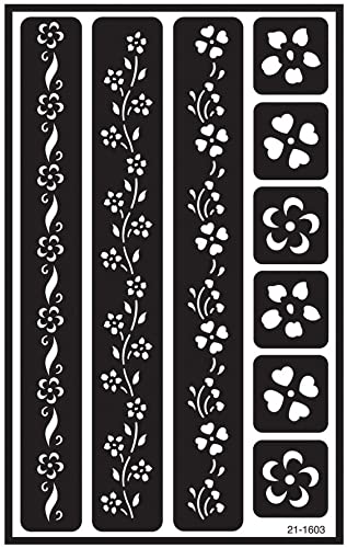 Ivana's Self-Adhesive Flower, Butterfly, Arabiac Design Henna Tattoos Stencils (2 Sheet), D577-picture-25
