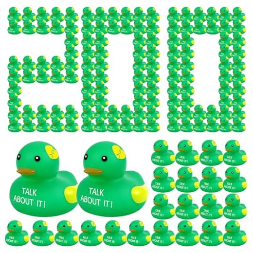 24 Pcs Mental Health Rubber Duck Mental Health Awareness Green Ribbon Rubber Duck Mental Health Gifts Duck for Friend Family Students Coworkers Fundraiser Giveaways and Toys