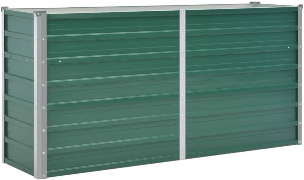 vidaXL Raised Bed Green Galvanized Steel 63.0 x 15.7 x 30.3 in