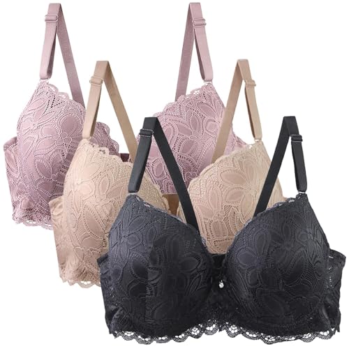 HANXIULIN Soutien Gorge Maxi Push up,Lot de 3 Soutien Gorge avec Armature Push Up Grande Taille Soutiens-Gorge Femme Dentelle Bustier Bretelles Réglables Look Moderne Brassiere HANXIULIN Soutien Gorge Maxi Push up,Lot de 3 Soutien Gorge avec Armature Push Up Grande Taille Soutiens-Gorge Femme Dentelle Bustier Bretelles Réglables Look Moderne Brassiere