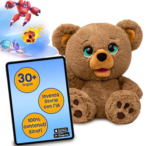 PLAYi – PoE der Bär mit künstlicher Intelligenz, erstellen Sie Geschichten mit Einer App und bewegen Sie den Mund beim Zählen mit ChatGPT KI-Technologie, geeignet für Kinder, 60 Minuten Speicher,