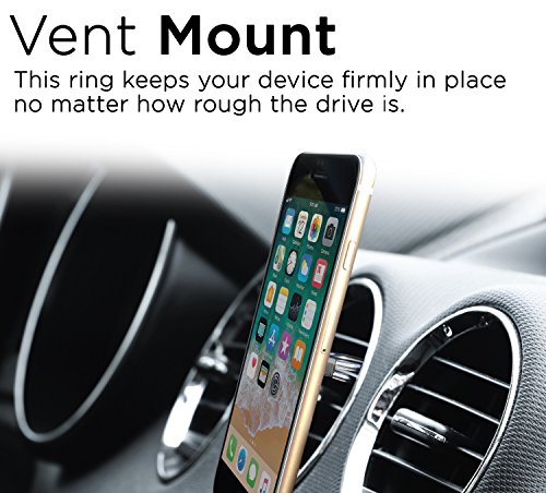 Aduro Phone Ring Holder [3-In-1] - Phone Ring, Phone Stand, Phone Car Vent Mount, Finger Grip Phone Holder For All Iphone, Samsung Galaxy (Black) #TOP6