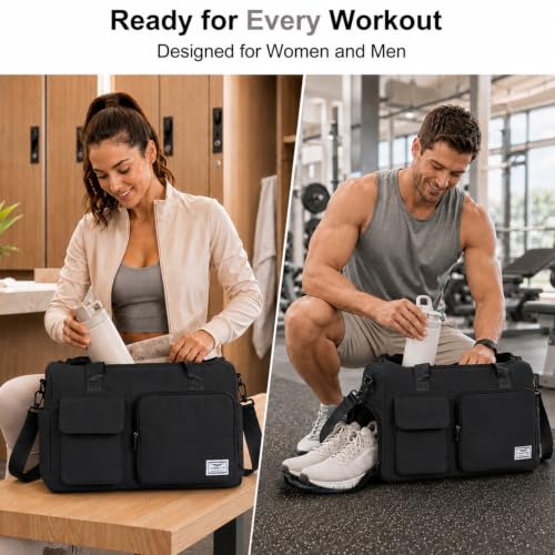 Image of FIORETTO Women's Gym Duffle Bag with Shoes Compartment, 30L Capacity, Ideal for Travel, Gym, Sports, Duffel, Weekender