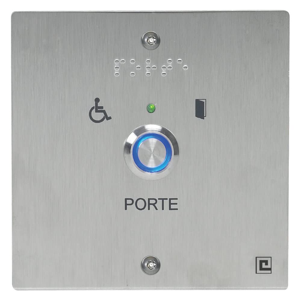 Bouton poussoir NO/NF sur plaque inox 80x80mm loi PMR avec 2 vis anti-vandales - HERACLES - PL80NFLH