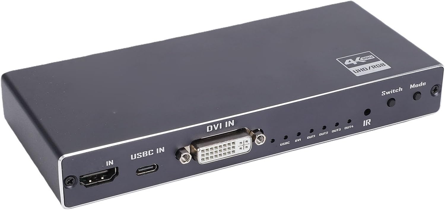 Yunseity 4K 2x2 Video Wall Controller, HD Multimedia DVI USB C Video Wall Processor with 13 Splicing Modes 90 Degree Rotation, for TV Display Setup