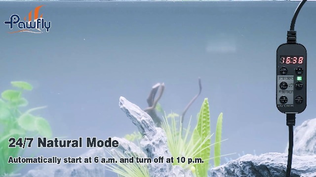 Image of Pawfly Aquarium LED Light 24 /7 Fish Tank Light with Full Spectrum Brilliant White Blue Red Green Lights Multi-Colored LEDs with D /N Mode Single Color Effects Timer and Adjustable Brightness