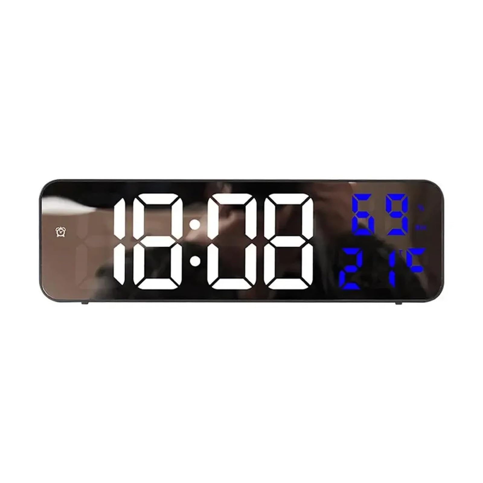 LADFRTYU Atomic Digital Wall Clock LED Digital Wall Clock Large Screen Mounted Display Temperature And Humidity Electronic Alarm Home Decoration(Blue)