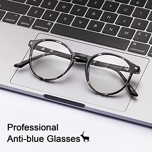 Image of CARFIA Round Blue Light Glasses for Women Lightweight Cute Computer Gaming Glasses Blue Light Blocker Revo Lenses
