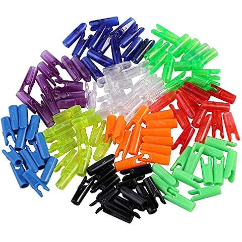 BICASTER 100PCS Arrow Pin Nocks Plastic for 3.2/4.2/6.2mm Shaft Archery Recurve Bows (Orange, Size Large) Cover