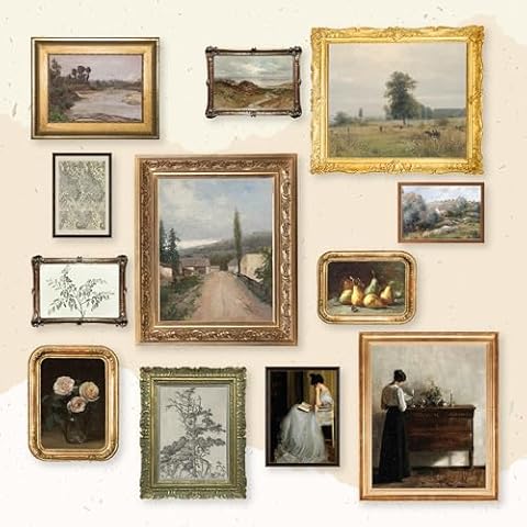 97 Decor Vintage Wall Art Prints - French Antique Decor, Vintage Pictures Wall Decor, Moody Gallery Wall Art, Landscape Vintage Paintings Farmhouse Antique Posters for Home Bedroom (8x10 Unframed) Cover