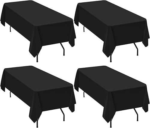 Miniatura 35 de Paquete de 4 manteles redondos de poliéster blanco de 108 pulgadas, mantel circular resistente a las manchas y a las arrugas, lavable, para bodas