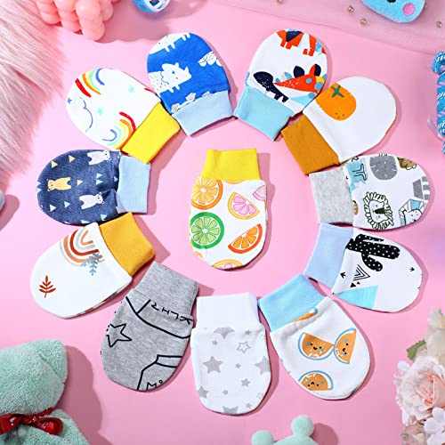 12 Pairs Newborn Baby Mittens Infant Toddler Gloves No Scratch Mittens Gloves for 0-6 Months Baby Boys Girls4