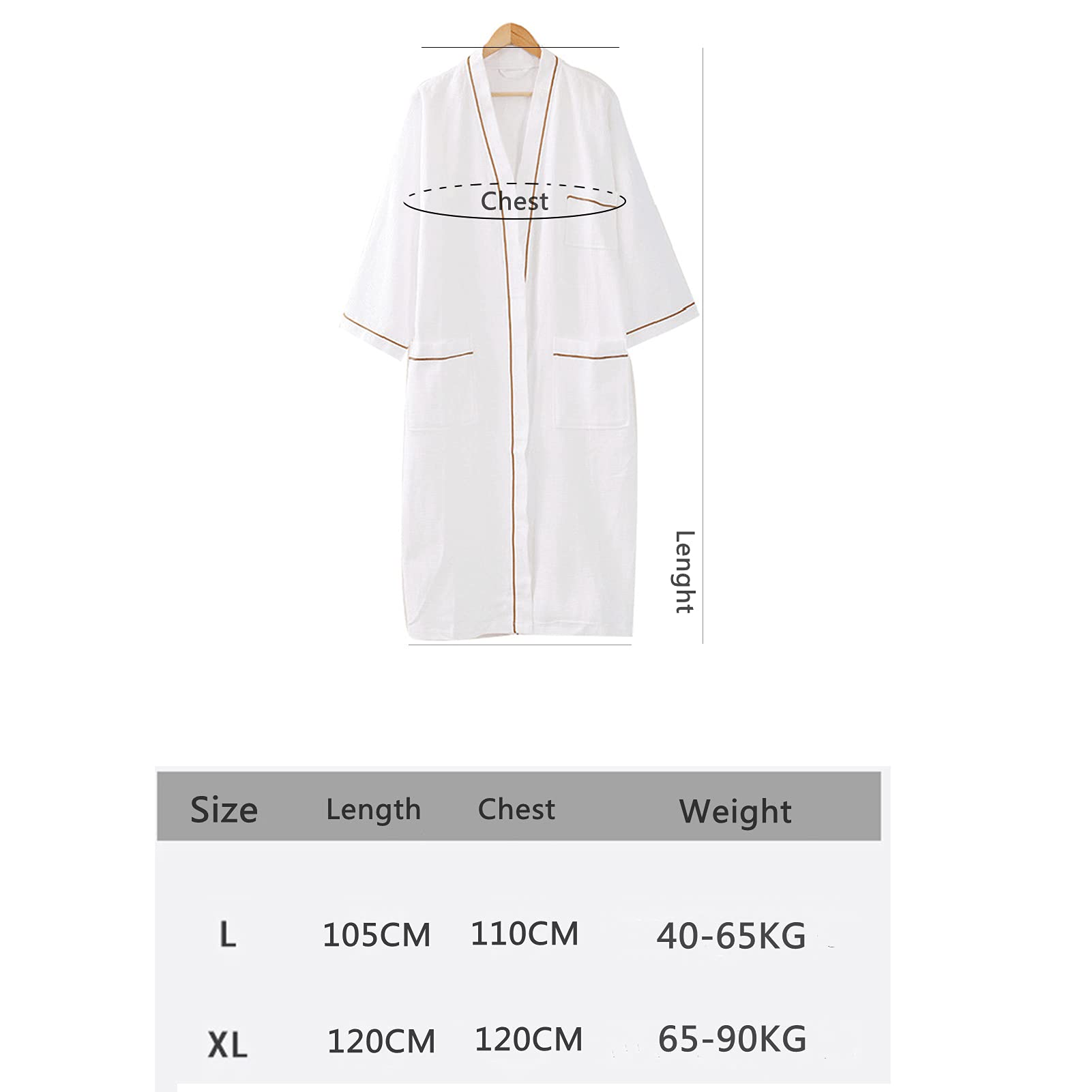 Accappatoio Donna, Vestaglia in Puro Cotone Unisex per Uomo E Donna, Nido d'Ape Camicia da Notte,Sottile Abbigliamento da Casa, per Spa Vacanza (L)