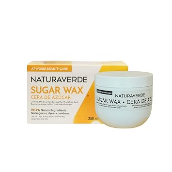 NaturaverdePro Sugar Wax Body & Facial Hair Removal Kit, 99.9% Natural Ingredients Womens Wax Hair Remover for Sensitive Skin, All Skin Types, Includes Application Spatula and Waxing Strips - 8.45 oz