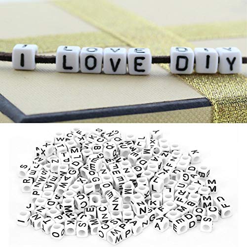 500Pcs Square Letter Beads, 6mm Alphabet Cube Beads for Jewelry Making DIY Bracelets Necklaces Key Chains(White) - Image 2