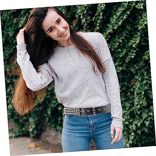 Punk Style Waist Belt Buckle for Men and Women All-matching Casual Accessory for Parties Festivals and Daily Wear Unique Design Rivets and Star Eyelets4