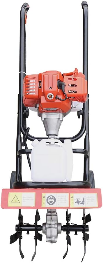 Handheld Soil Micro Tiller 52cc 2HP Gas Engine Cultivator Machine Mini Garden Yard Plant Farm Tiller Cultivator Air Cooling (1F44F-5 Engine)