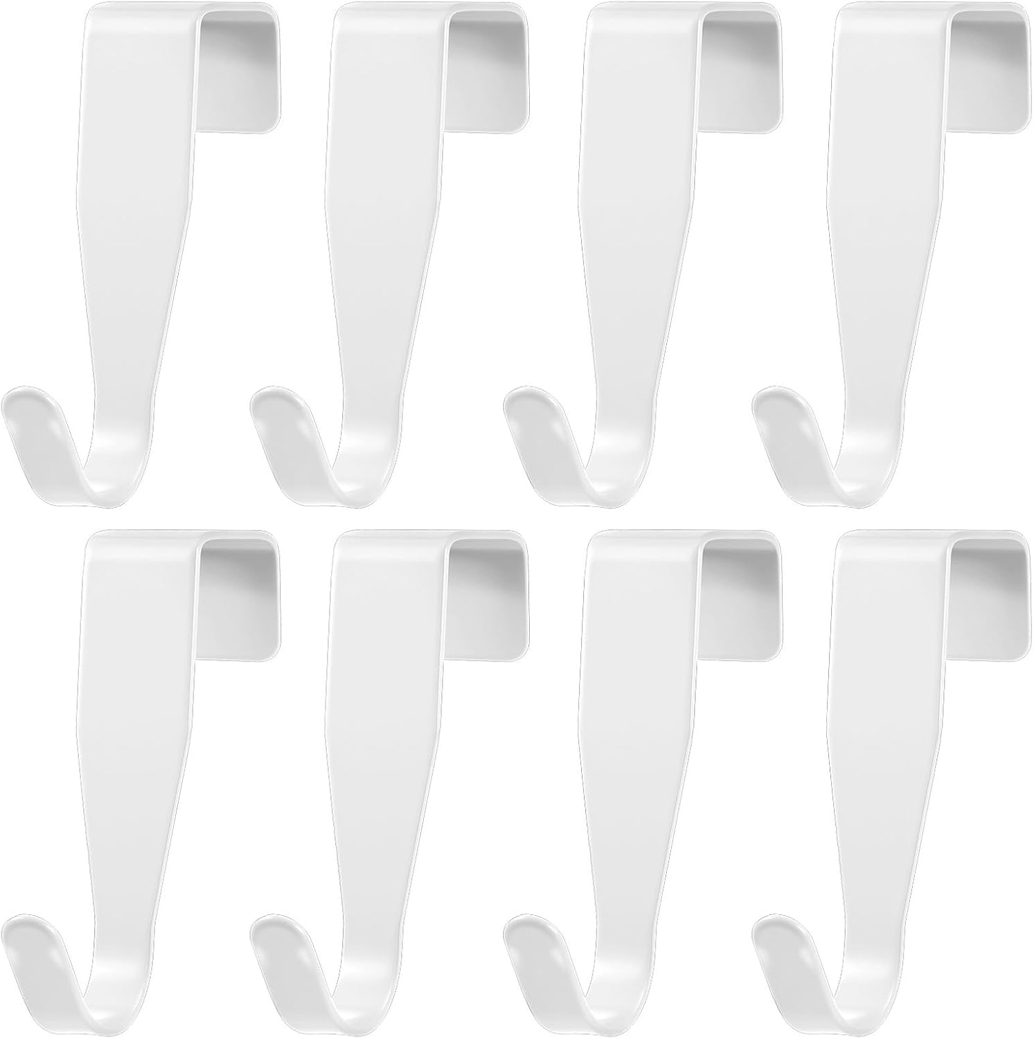 8 Pack Over Cabinet Door Hook, J-Shape No Drill Cabinet Hanger, Metal Single Storage Hook for Hanging Towels, Clothes, Bags, Cubicle, Kitchen, Bathroom Door Use