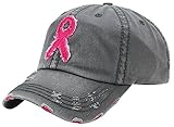 Breast Cancer Ribbon Baseball Cap - Grey