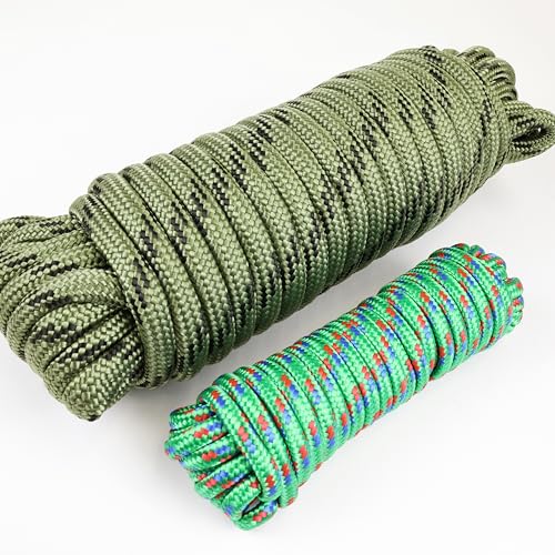 Wellmax Diamond Braid Nylon Rope 1/2 Inch x 50ft Heavy Duty, Camo