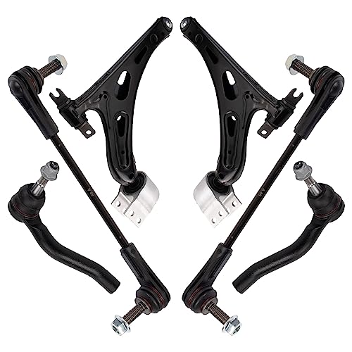 TRQ Front Steering & Suspension Kit Control Arm with Ball Joint Sway Bar Stabilizer Link Tie Rod Compatible with 2017-2022 Cadillac XT5 GMC Acadia