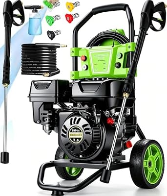 4200PSI Pressure Washer 4.0GPM Gas Power Washer 209CC Gas Powered Washing Machine Commercial High Pressure Washer w/ 25ft Hose Reel&5 Nozzles for Patio Garden Yard Vehicle,EPA/CARB/ETL (Black)