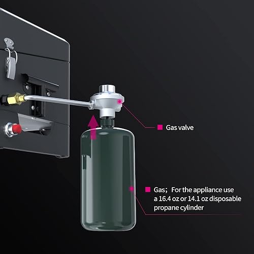 Miniatura 6 de Leconchef - Parrilla de gas 2 en 1 con capucha, parrilla portátil de propano para exteriores, caravana, barbacoa, campamento, 16.3 pulgadas, 12000