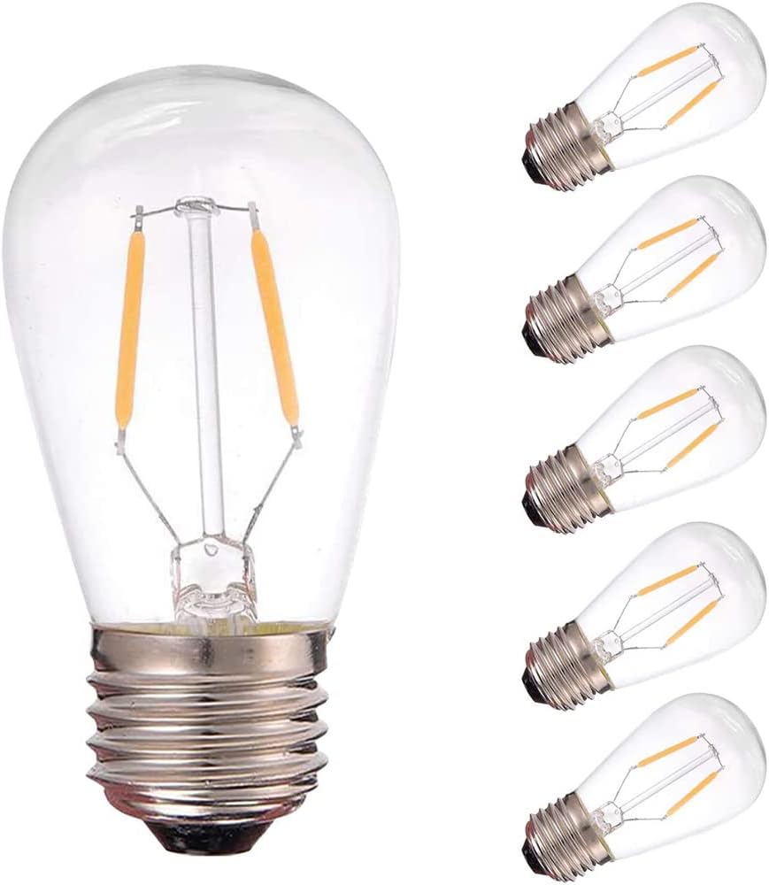YSSMAO 6Pcs 1W LED Light Bulb S14 ST45 LED Filament Light Lamp Warm White 2700K Energy Saving Edison Bulb for Living Room Decoration