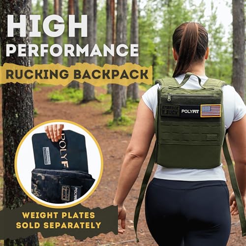Polyfit Rucking Backpack 2.0 - Weighted Ruck Pack for Weight Plates - Patent Pending Side-Loading Rucksack for Walking, Running, Rucking, Strength and Endurance Training - Black2