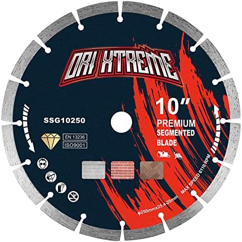 ORIXTREME 10 Inch Diamond Saw Blade, Segmented General Purpose Blade Dry/Wet Cutting Concrete, Masonry, Brick, Block ,7/8"-5/8” Arbor