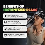 Gains in Bulk BCAA Powder, Pre Workout Plant Based Branch Chain Amino Acids, Gluten Free, Vegan Supplement with Keratin for Endurance & Strength During & Post Workout, Cherry Limeade, 30 Servings