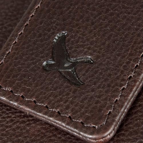 Eddie Bauer Signature Logo Leather Bifold Money Clip Wallet with 3 Card Slots and RFID Protection - Brown4
