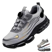 Noozier Safety Shoes Mens Steel Toe, Evontura Work Steel Toe Shoes, Evontira Power Trainers, Comfortable Puncture Proof Slip On Sneakers
