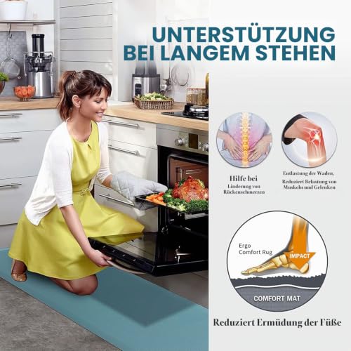 Carvapet rutschfest Küchenteppich Anti Ermüdungsmatte Küchenläufer Schaum-Stehmatten PVC Abwischbar Laufteppich Küchenmatte Bodenmatte… – Ansicht 5