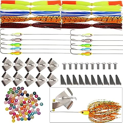 Dovesun Spinner Making Kit Fishing Lure Making Kit Buzzbaits Fishing Gift Bass Lures Trout Lures C-100pcs-Buzzbaits Making Kit Cover