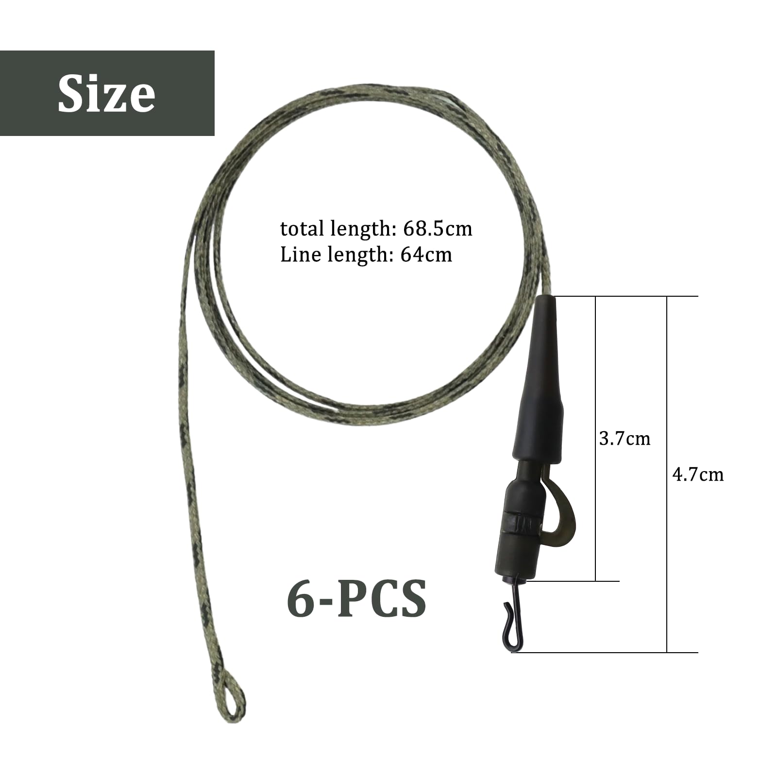 6 Piezas Carp Leadcore Leaders 70cm Clips de Plomo de Seguridad 25 Libra Clips de Cola de Pesca Accesorios Pesca Equipo de Pesca al Aire Articulos de Pesca para Agua Dulce Salada Carpa Trucha