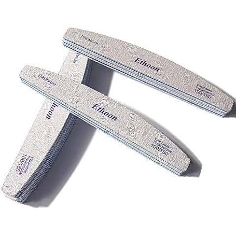 12 Pcs Nail Files Premium Professional Moon Zebra Durable Nail Files Emery Board Manicure Tools for Home and Salon 100/180 Grit Blue Cover