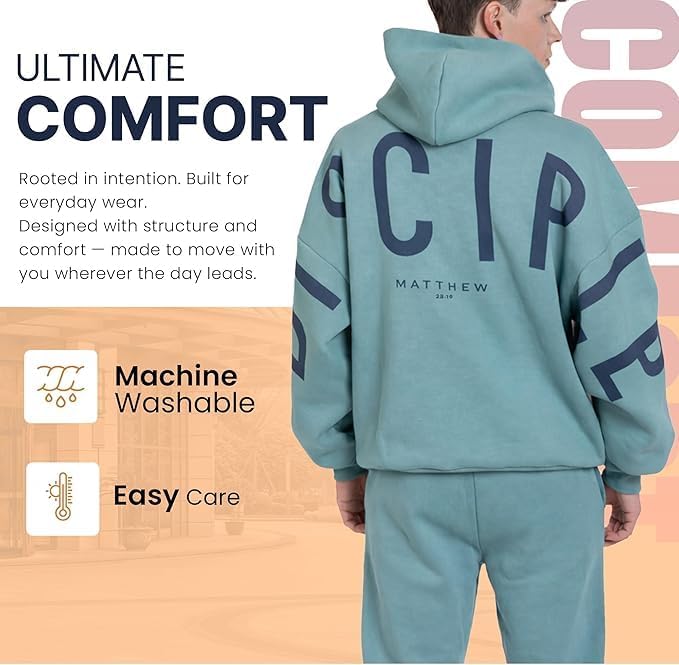 God's Love Overcomes Christian Hoodie | Faith-Based Oversized Christian Sweatshirt | Disciple | Dusty Turquoise