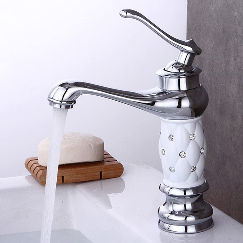 Robinet de lavabo en laiton massif durable pour eau chaude et froide