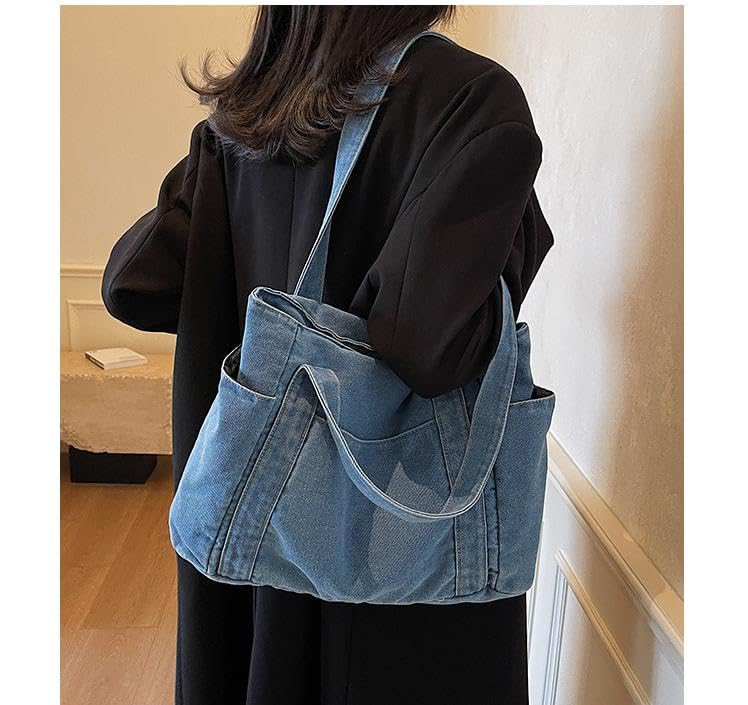 Bolso Tote Casual de Denim para Mujer Color Azul Claro miniatura 5