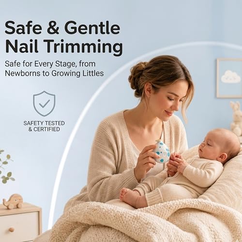 Image of Uonibaby by StarAndDaisy Baby Nail Trimmer, Baby Nail Cutter New Born 0-12 Months with 3 Filer Adjustment Electric Baby Nail Cutter, Safe Grooming /Nail Kit for Infant & Toddler - (Egg White)
