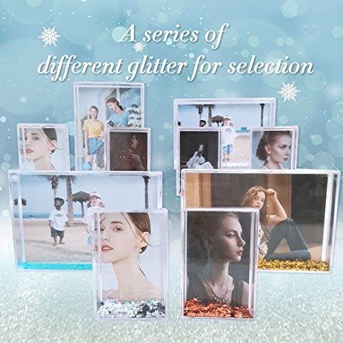 Sh.dream 3 Inch Glitter Snow Frame Photo Deaktop Decro Picture Shake For 2X3 Mini Photo Frame (Purple) #TOP5
