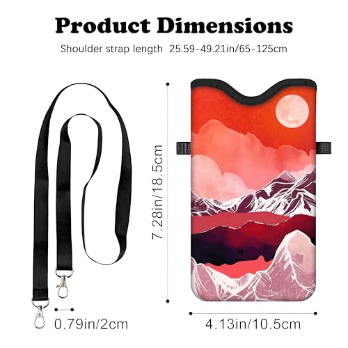 Image of Men Women Phone Sleeve Pouch Case Bag with Crossbody Strap /Neck Lanyard for iPhone 17 /16 /15 Pro Max, Air, 16 /15 Plus, 16e; Red
