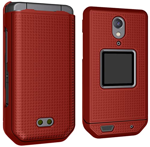 Coque Cat S22 Rabat Évite les Rayures Étui Rigide Fin Rouge