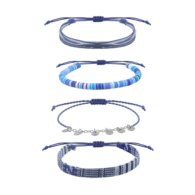 4pc Surfer Anklets for Men Waterproof String Rope Anklets