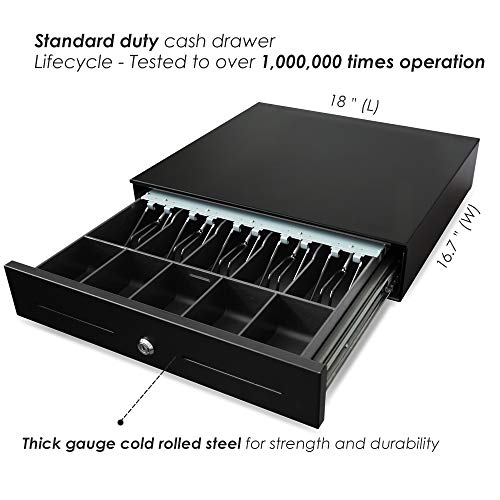 Beelta 18" Cash Drawer With Removable Tray, 5Bill/5Coin, Rj11 Cable, Key Lock, Dc24V, Standard Duty, Bk1816B #TOP1