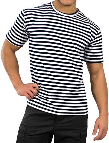 Russisches Marine T-Shirt Rundhals S-XXXL Blau/Weiß-Shirt L