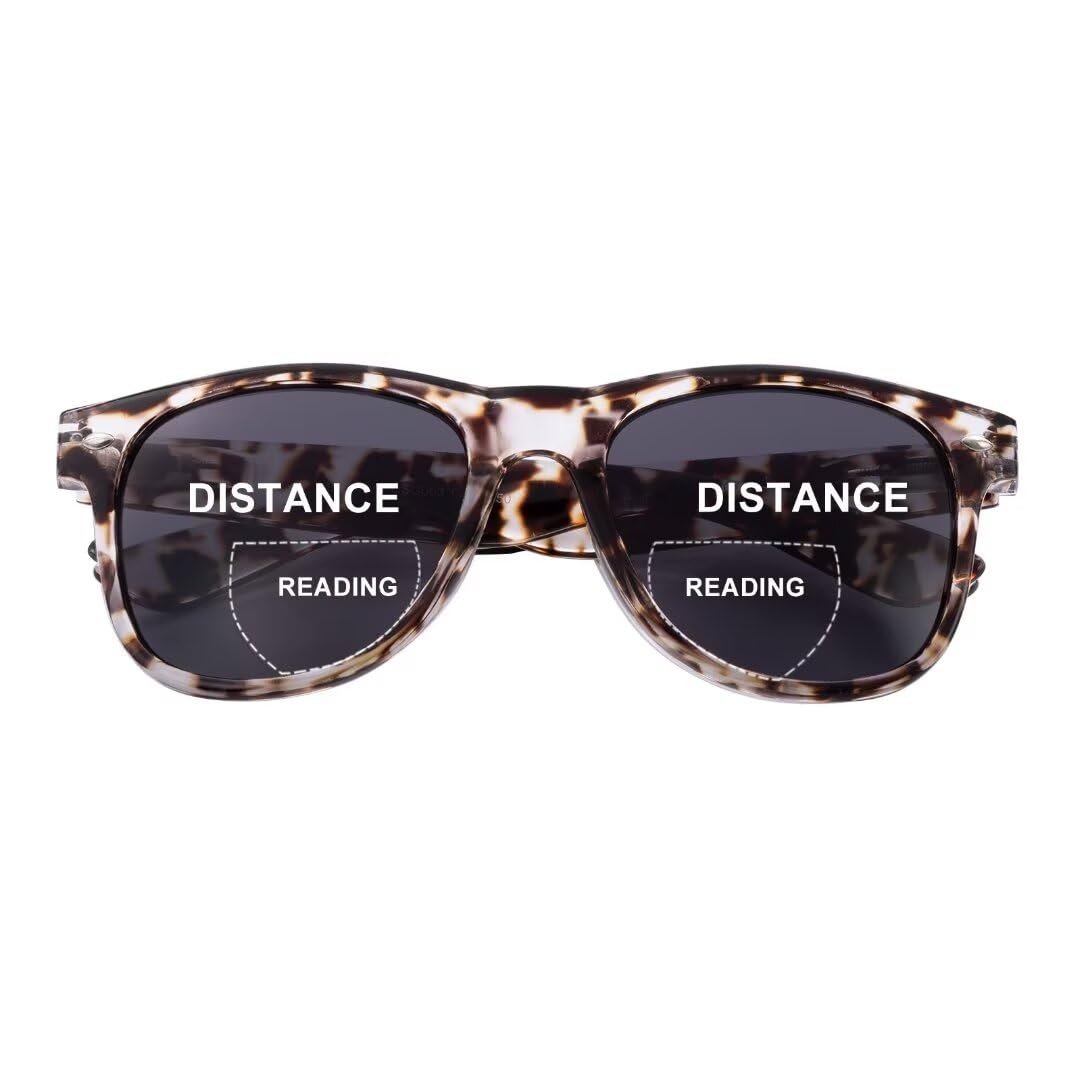SKYWAY Bifocal Reading Sunglasses for Women Men Fashion Classic Sun Readers With Spring Hinge UV400 Protection Light Tortoiseshell +1.5